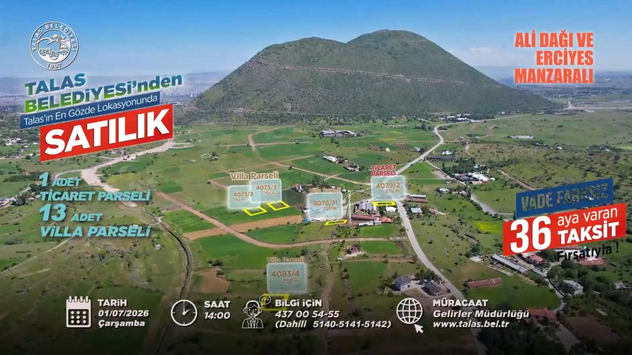 Talas'ta konut, ticaret ve villa arsa fırsatı bir arada